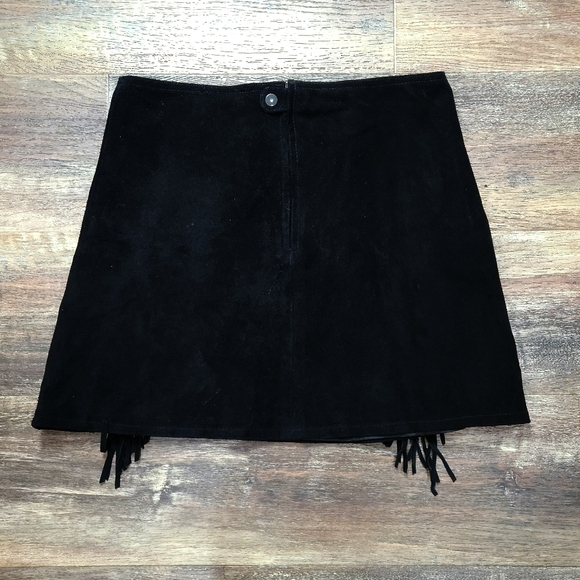 KATCH ME WEST BLACK FRINGE SUEDE LEATHER SKIRT SIZE LARGE - Picture 4 of 4